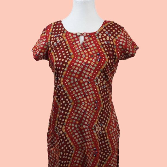 Red and Maroon Polka Dot Print Kurta | Muvvas Boutique - Picture 4 of 7
